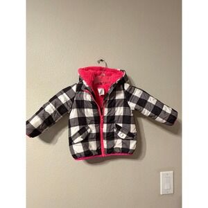 Carters Kids Buffalo Plaid Fleece Lined Hooded Winter Jacket 24 Months